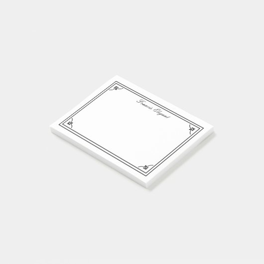 Elegant Black White Border Aangepaste notities Post-it® Notes (Schuin)