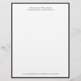 Elegant Black White Border Kantoor Professional Briefhoofd