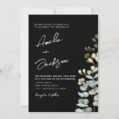 Elegant Black & White Botancial Wedding  Kaart (Voorkant)