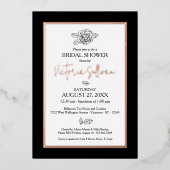 Elegant Black & White Botanical Folie Invitation Folie Uitnodiging (Voorkant)