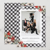 Elegant Black White Botanical Photo Business Feestdagenkaart (Voorkant / Achterkant)