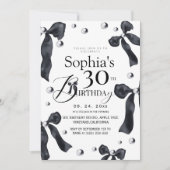 Elegant Black & White Bow Birthday   Kaart (Voorkant)