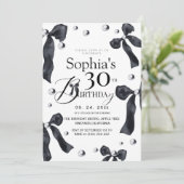 Elegant Black & White Bow Birthday   Kaart (Staand voorkant)