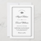 Elegant black, white branch and border wedding kaart (Voorkant)