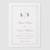Elegant black, white branch and initials wedding vellum uitnodigingen (Voorkant)