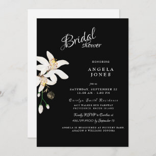 Elegant Black & White Bridal Shower Invitation Kaart