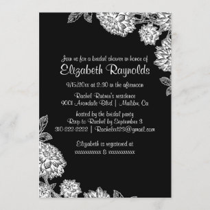 Elegant Black & White Bridal Shower-uitnodigingen Kaart
