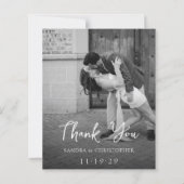 Elegant Black White Budget Wedding Thank You Card (Voorkant)
