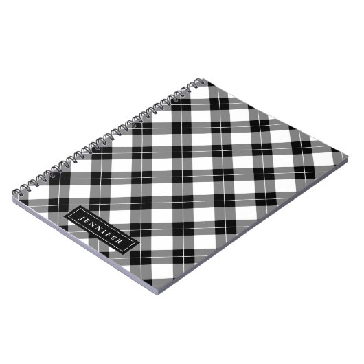 Elegant Black & White Buffalo Pset Pattern Notitieboek (Linkerzijde)