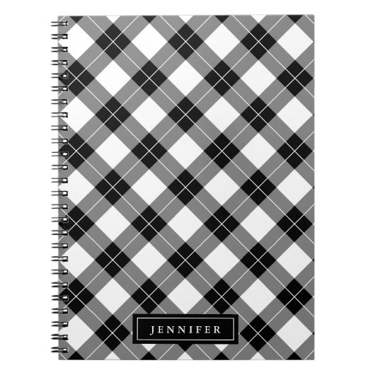 Elegant Black & White Buffalo Pset Pattern Notitieboek (Voorkant)