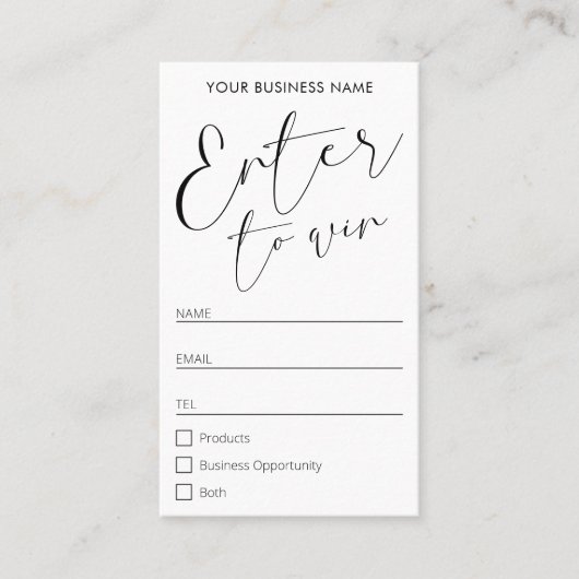 Elegant Black & White Business Event Raffle Ticket (Voorkant)