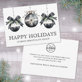 Elegant Black White Business Logo Christmas Feestdagenkaart