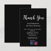 Elegant Black & White Business Order Bedankkaart (Voorkant / Achterkant)