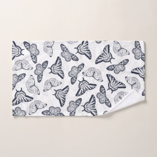 Elegant Black White Butterfly Design Bad Handdoek (Handdoek)