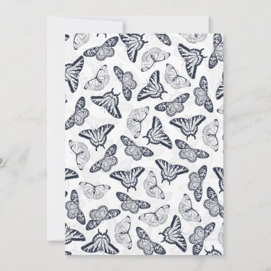 Elegant Black White Butterfly Design Kaart (Achterkant)