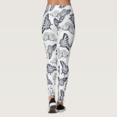 Elegant Black White Butterfly Design Leggings (Achterkant)