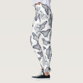 Elegant Black White Butterfly Design Leggings (Links)