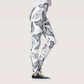 Elegant Black White Butterfly Design Leggings (Rechts)