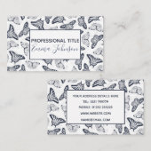 Elegant Black White Butterfly Design Visitekaartje (Voorkant / Achterkant)