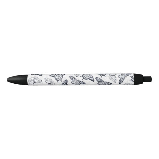 Elegant Black White Butterfly Design Zwarte Inkt Pen (Voorkant)