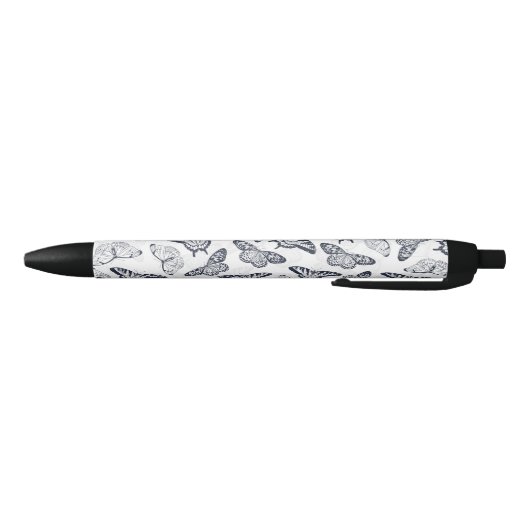 Elegant Black White Butterfly Design Zwarte Inkt Pen (Bodem)
