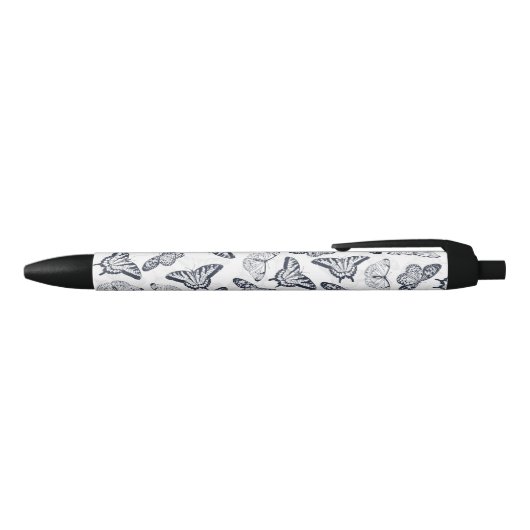 Elegant Black White Butterfly Design Zwarte Inkt Pen (Bovenkant)