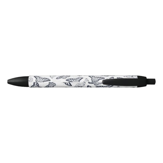 Elegant Black White Butterfly Design Zwarte Inkt Pen (Achterkant)