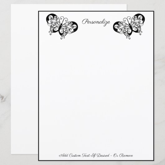 Elegant Black White Butterfly Silhouette (Voorkant / Achterkant)