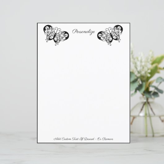 Elegant Black White Butterfly Silhouette (Staand voorkant)