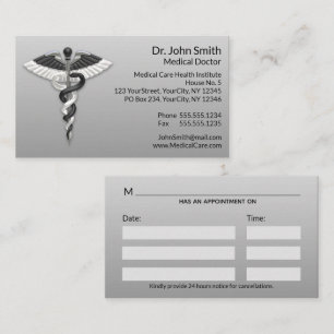 Elegant Black White Caduceus Classy Noble Medical Afsprakenkaartje