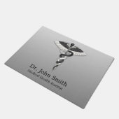 Elegant Black White Caduceus Classy Noble Medical Deurmat (Schuin)