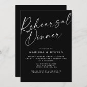 Elegant Black White Calligraphy Rehearsal Dinner Kaart (Voorkant / Achterkant)