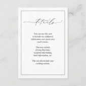 Elegant Black & White Calligraphy Wedding Details Informatiekaartje (Voorkant)