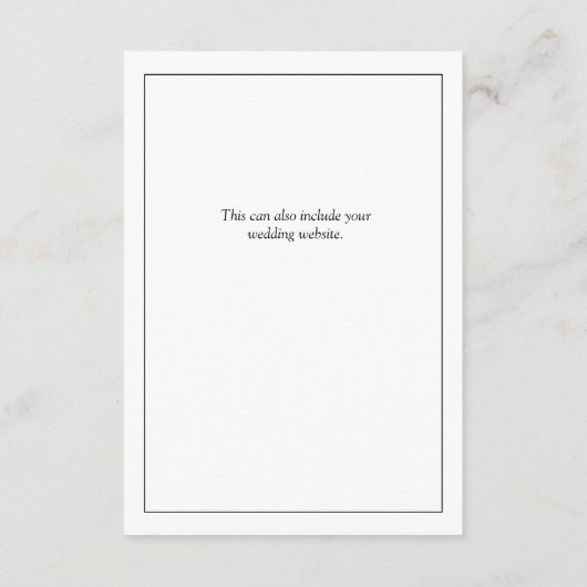 Elegant Black & White Calligraphy Wedding Details Informatiekaartje (Achterkant)