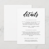 Elegant Black & White Calligraphy Wedding Details Informatiekaartje (Voorkant / Achterkant)