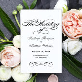Elegant Black White Calligraphy Wedding Programs
