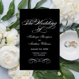 Elegant Black White Calligraphy Wedding Programs