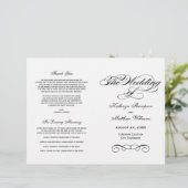 Elegant Black White Calligraphy Wedding Programs (Staand voorkant)