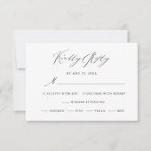 Elegant Black White Calligraphy Wedding RSVP Kaartje (Voorkant)