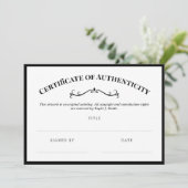 Elegant Black White Certificate of Authenticity (Staand voorkant)