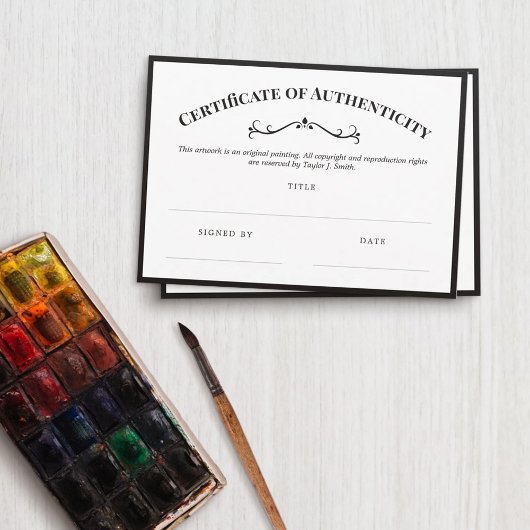Elegant Black White Certificate of Authenticity