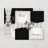 Elegant Black White Check Pearl Jewel Bow Kaart (Voorkant / Achterkant)