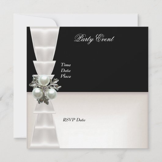 Elegant Black White Check Pearl Jewel Bow Kaart (Achterkant)