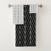 Elegant Black & White Chevron Bath Towel Set Bad Handdoek (Insitu)