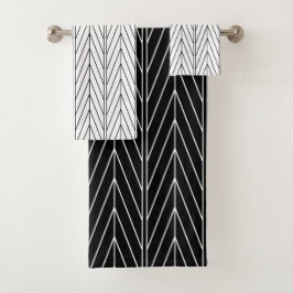 Elegant Black & White Chevron Bath Towel Set Bad Handdoek