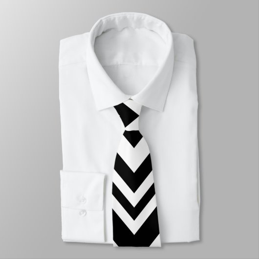 Elegant black& white chevron pattern Neck Tie Stropdas (Gebonden)
