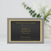 ELEGANT Black White Chevron RSVP Kaartje (Staand voorkant)