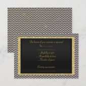 ELEGANT Black White Chevron RSVP Kaartje (Voorkant / Achterkant)