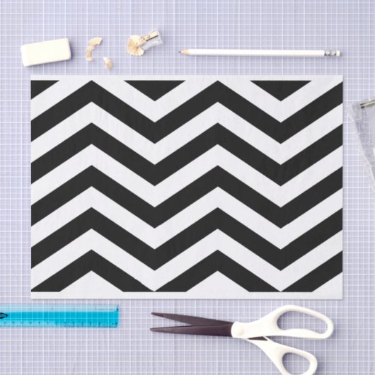Elegant Black White Chevron Tissue Paper Tissuepapier (Craft)