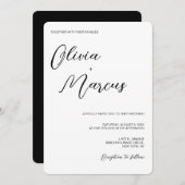 Elegant Black White Chic Script Wedding Entourage Kaart (Voorkant / Achterkant)